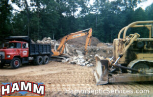 Excavation and rock removal for a sewer connection in Hudson, NH